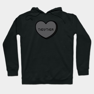 Pronoun They/Them Conversation Heart in Black Hoodie